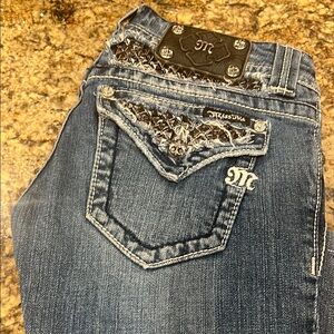 Miss Me Blue Boot Cut Jeans with Silver Accents